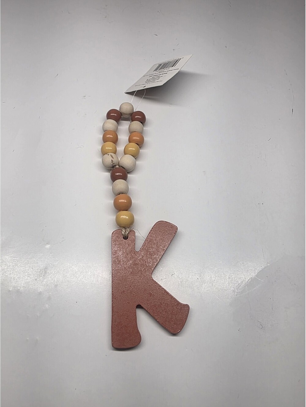 New! Letter "K" Monogram 7.5" Ornament Wood Bead Garland Decor Fall Tag